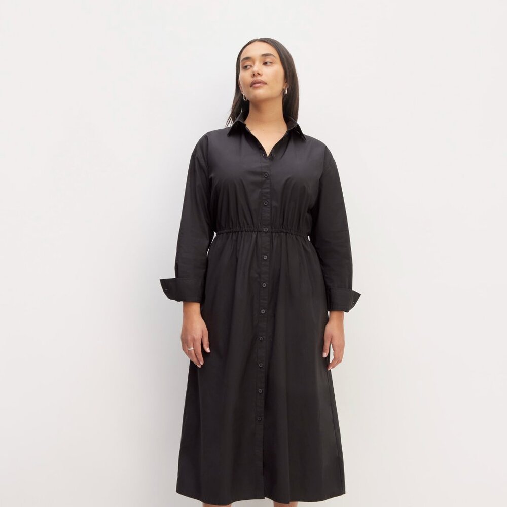 Everlane The Supima® Cotton Midi Shirt Dress Black Base - Size XXS